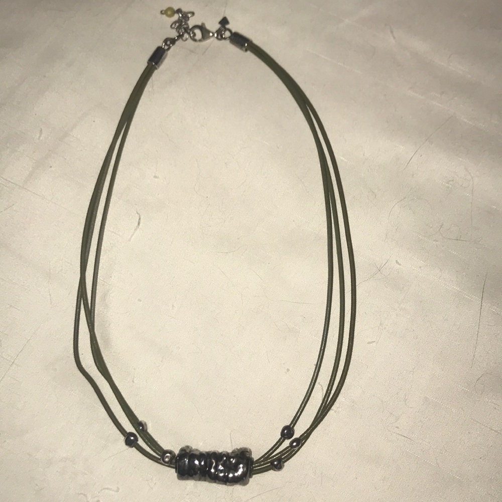 Silpada designs green leather necklace